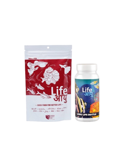 Life Aayu Red Fish Food 100g + Long Life Bottle  FREE