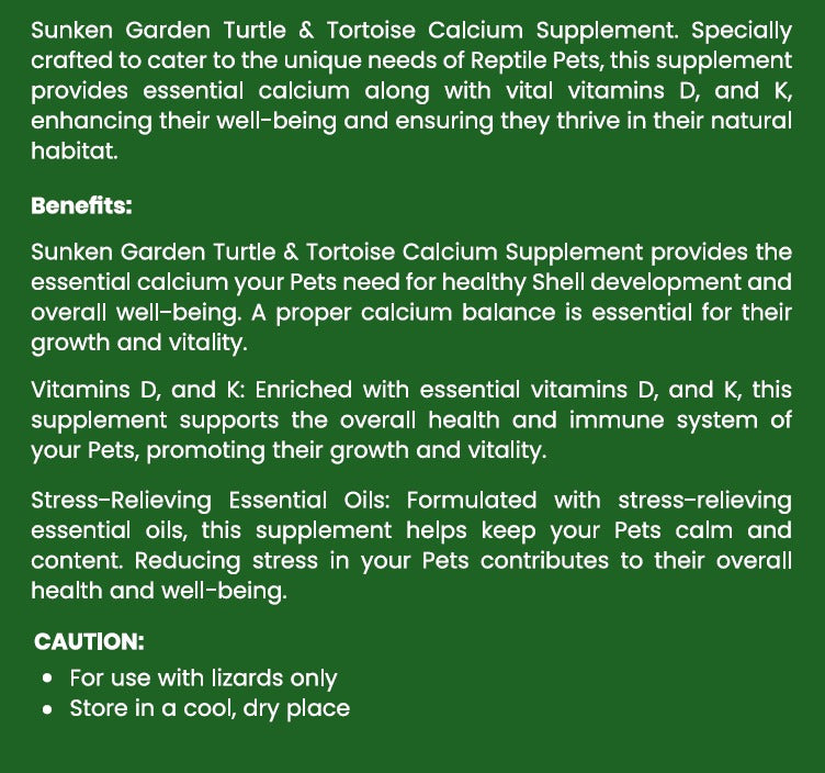 Turtle Supplement Turtle & Tortoise Calcium Supplement – Essential for Reptile Health ...